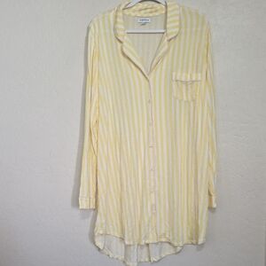 Nordstrom Yellow & White Striped Button-Front Shirt